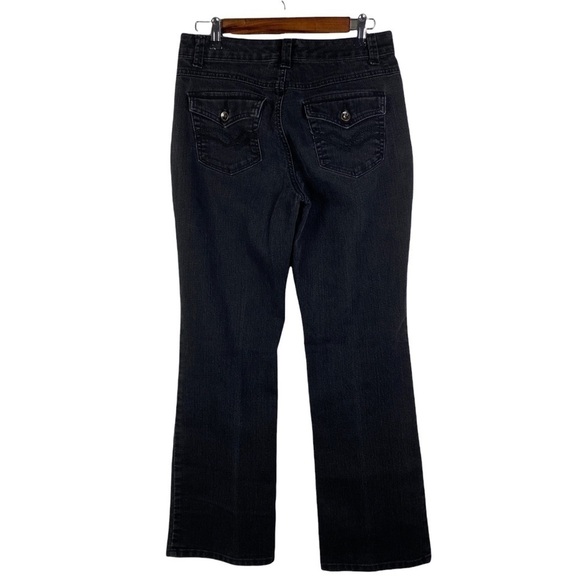 Nine West Black West End Bootcut Jeans Women's 8/28 Short Button Flap Pockets - Picture 2 of 11